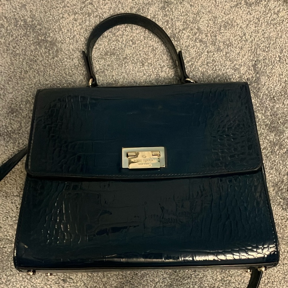 Kate Spade Dark Green Croc-Embossed Leather Bag